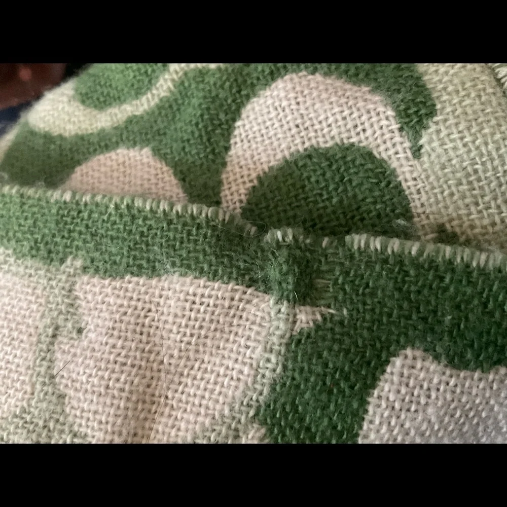 “COACH” Reversible Green and White Logo Fringed Scarf. - Picture 8 of 15